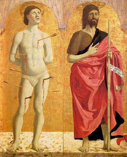 Piero della Francesca Polyptych of the Misericordia: Sts Sebastian and John the Baptist